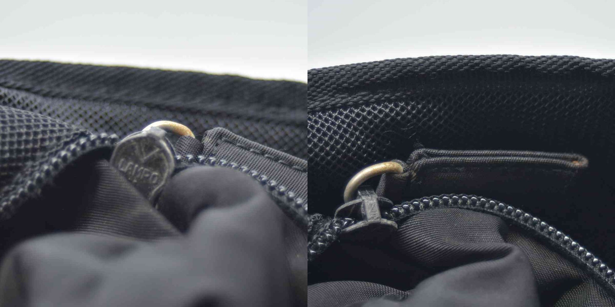 $950 CONSIGNMENT Prada Nylon Enameled Metal Triangle Shoulder Bag