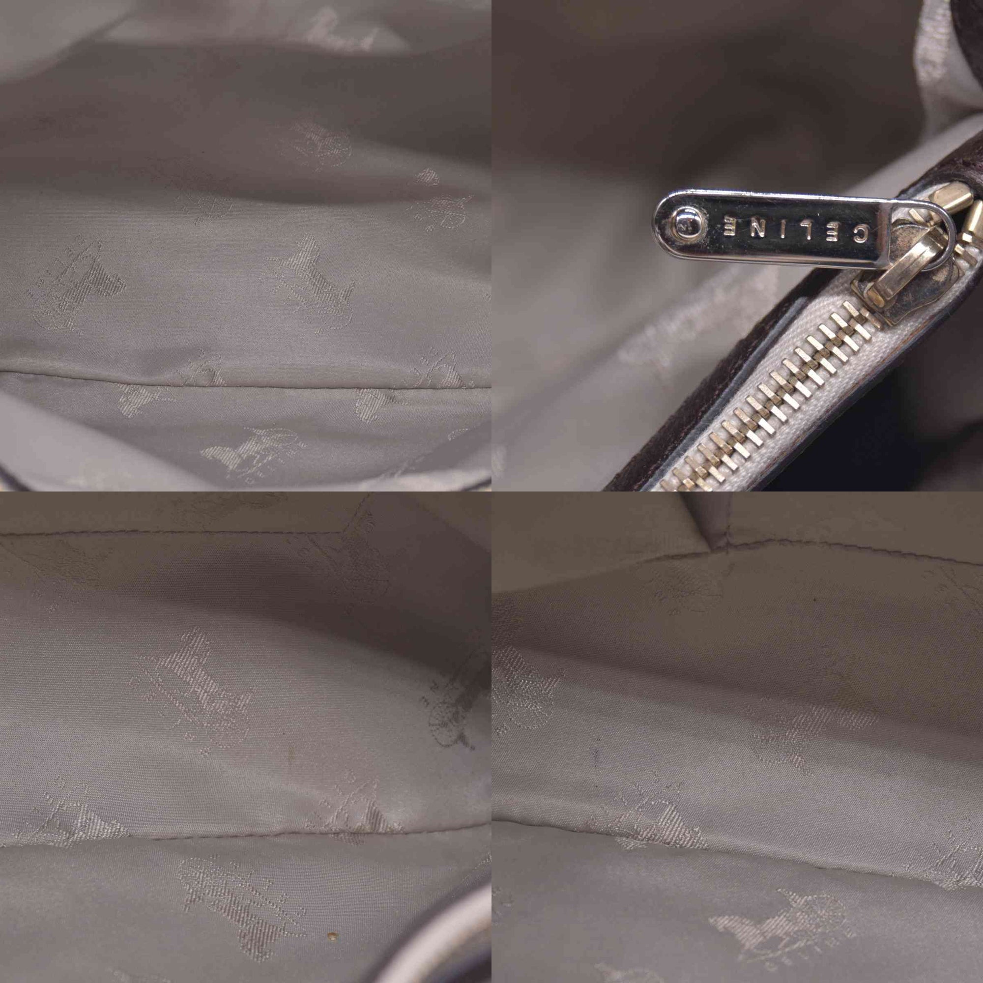 $1250 CELINE Metallic Leather Boogie Tote Bag Silver CONSIGNMENT 10021355