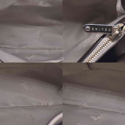 $1250 CELINE Metallic Leather Boogie Tote Bag Silver CONSIGNMENT 10021355