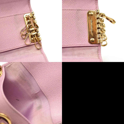 Salvatore Ferragamo Gancini Leather 6 Ring Key Case Pink