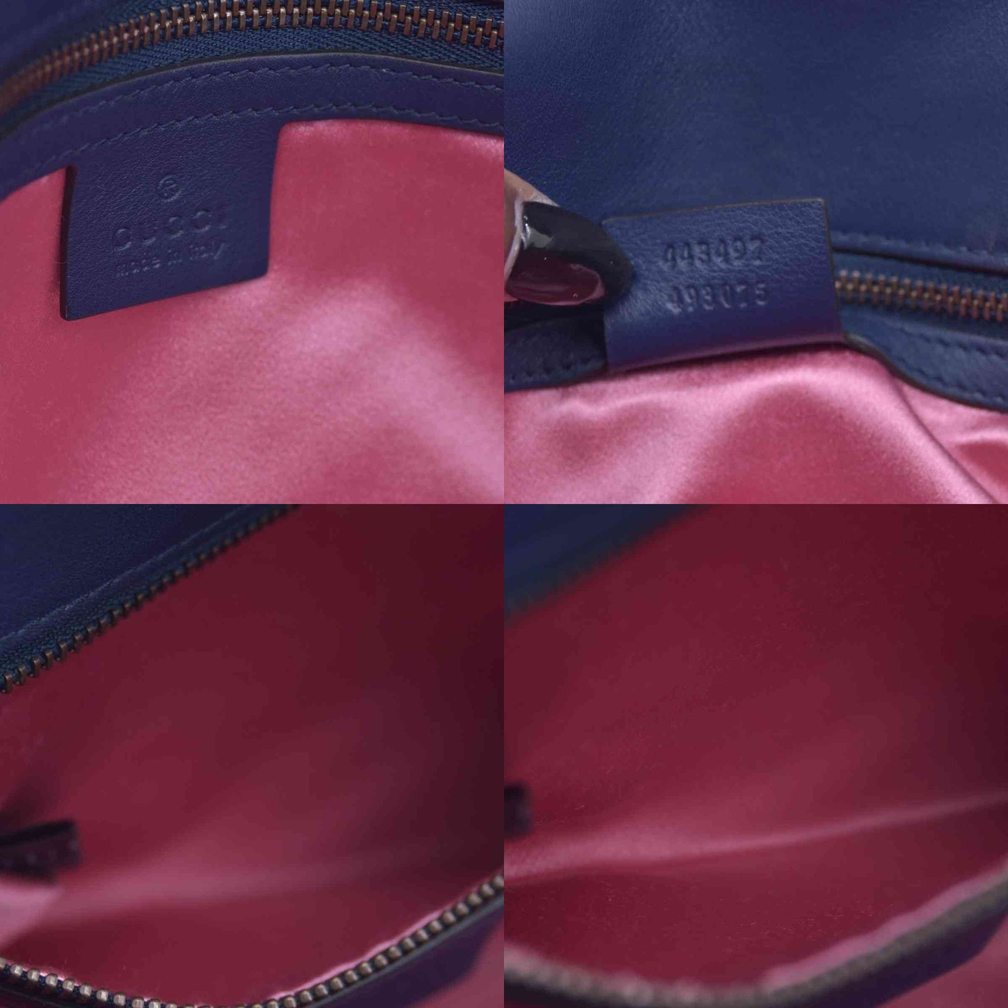 $2850 Gucci Velvet Matelasse Small GG Marmont Shoulder Bag Cobalt Blue CONSIGNMENT