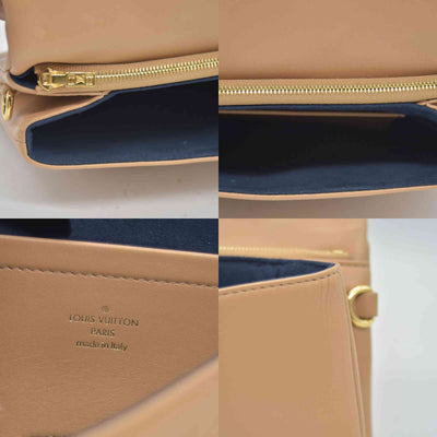 $3150 Louis Vuitton Lambskin Embossed Monogram Pochette Coussin Camel Color Transfer