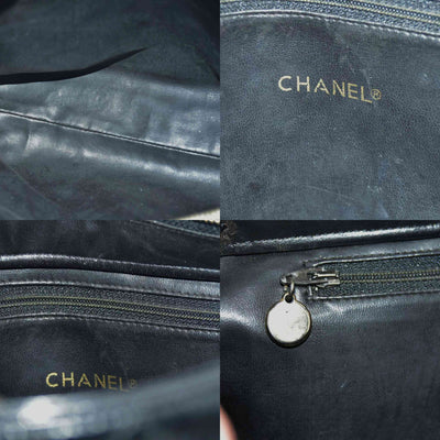 CHANEL Matelasse Chain Shoulder Bag Patent leather Black Gold CC