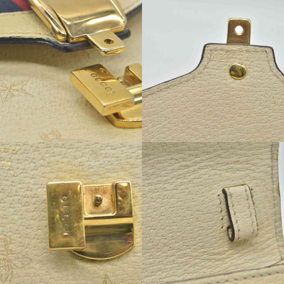 $2,590 Gucci Calfskin Small Sylvie Shoulder Bag Off White