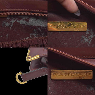 $1010 Cartier Leather Toiletry Clutch Bag Burgundy Red CONSIGNMENT