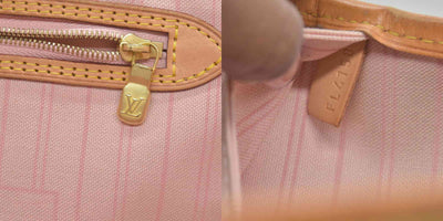 $2170 Louis Vuitton Damier Azur Neverfull MM Rose Ballerine FL4158