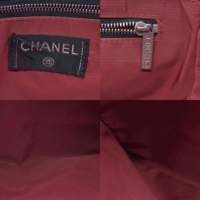 $1250 CHANEL Travel Line Nylon Grid Tote Bag Black CONSIGNMENT 10021347