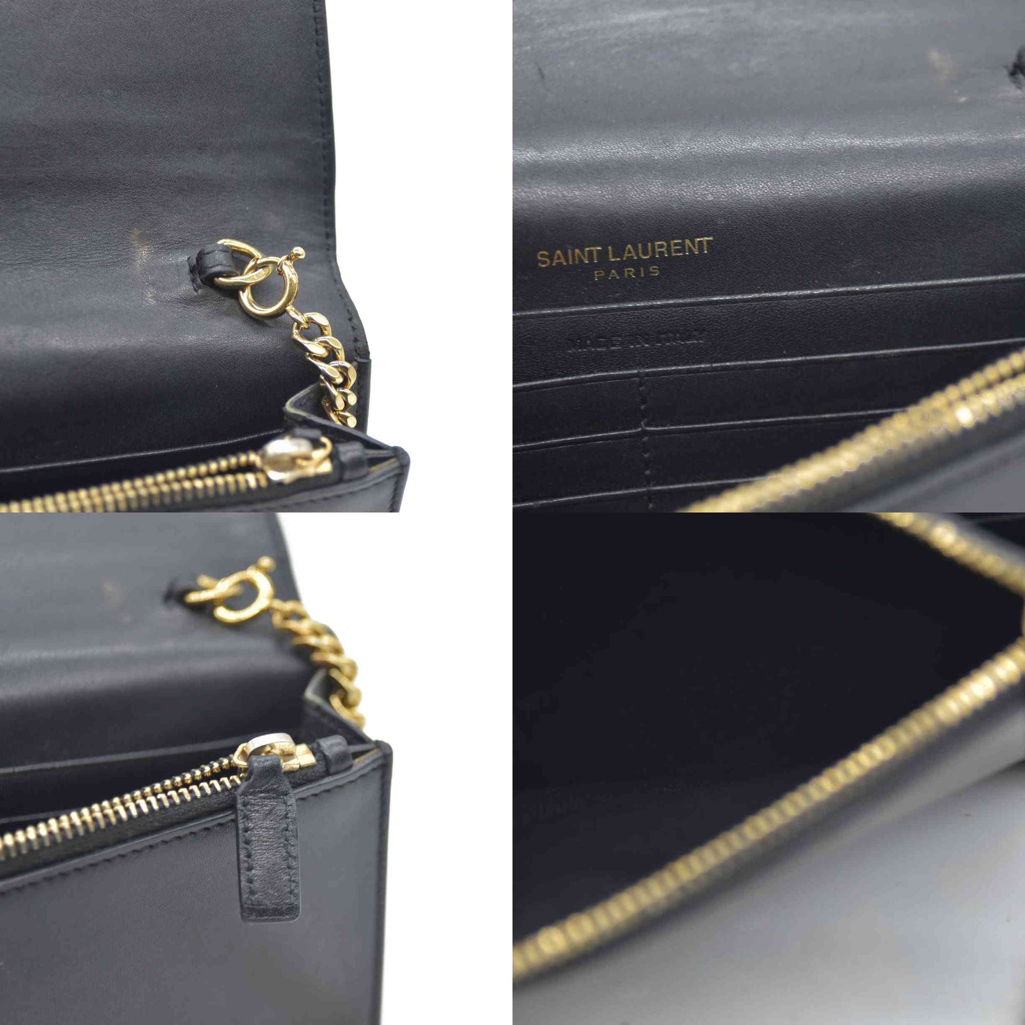 AUCTION $2400 Saint Laurent  Grain De Poudre Medium Classic Monogram Kate Tassel Satchel Black