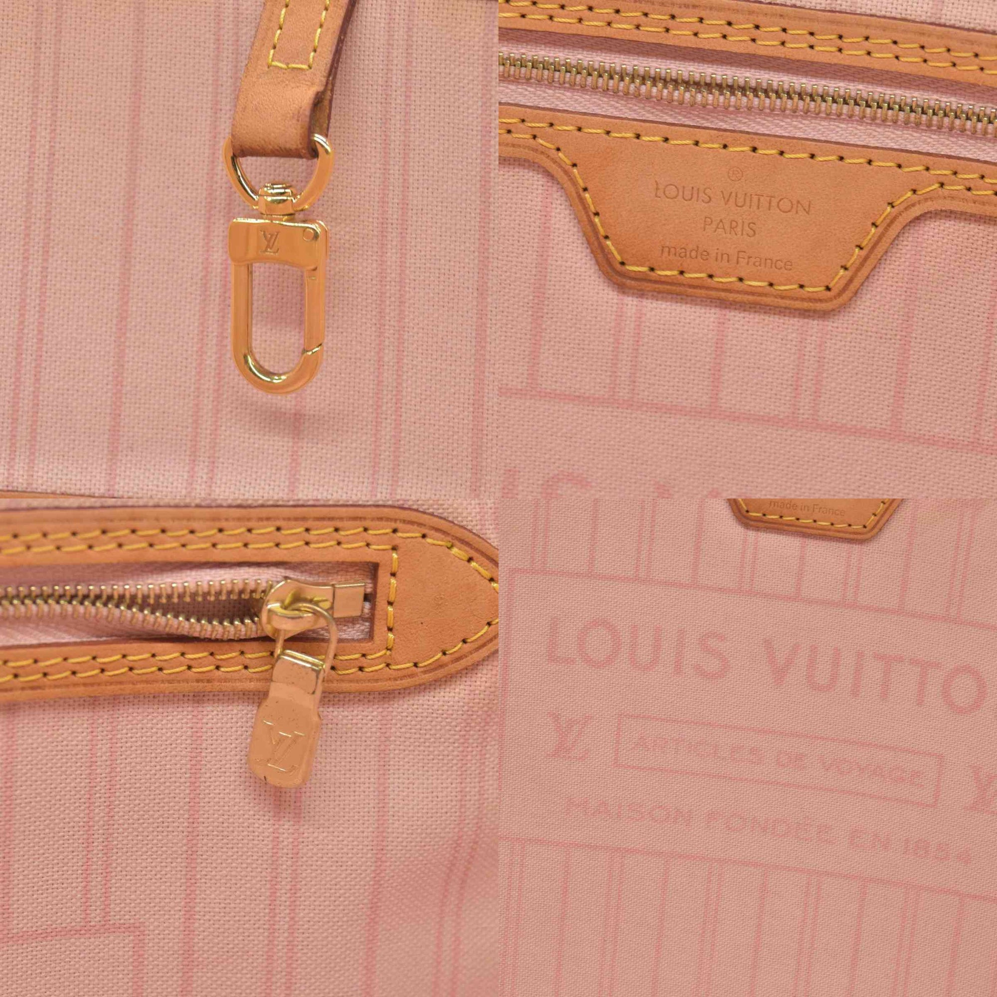 $2170 2019 Louis Vuitton Damier Azur Neverfull MM Rose Ballerine AR4109