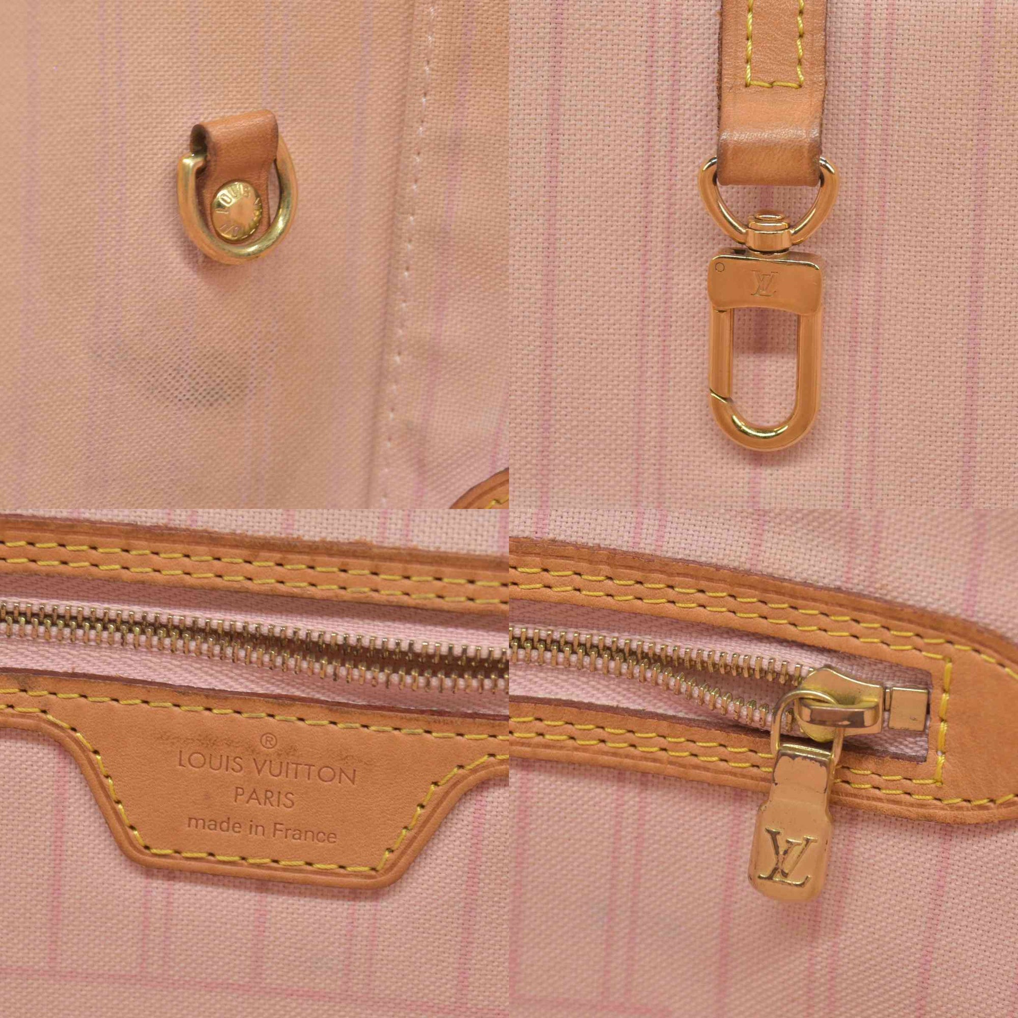 $2170 Louis Vuitton Damier Azur Neo Neverfull MM Rose Ballerine RFID