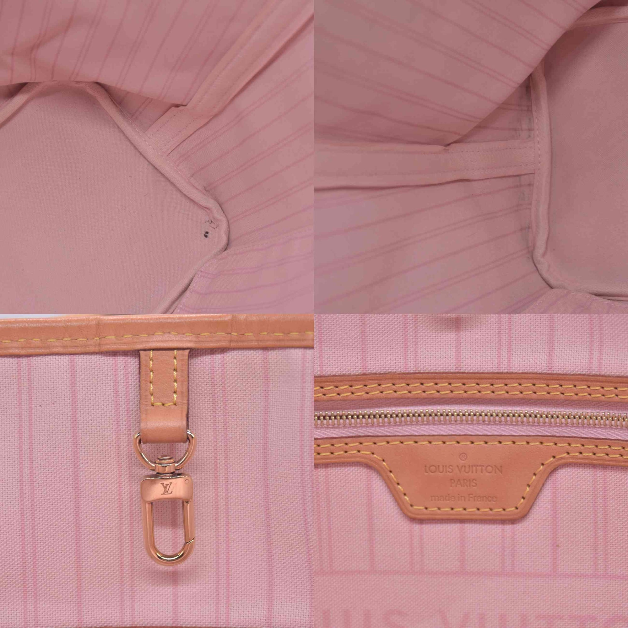 $2240 2019 Louis Vuitton Damier Azur Neo Neverfull MM Rose Ballerine FL0169