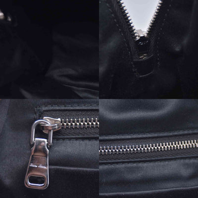 $1950 MIU MIU Leather Trimmed Matelasse Crystal Embellished Nylon Backpack