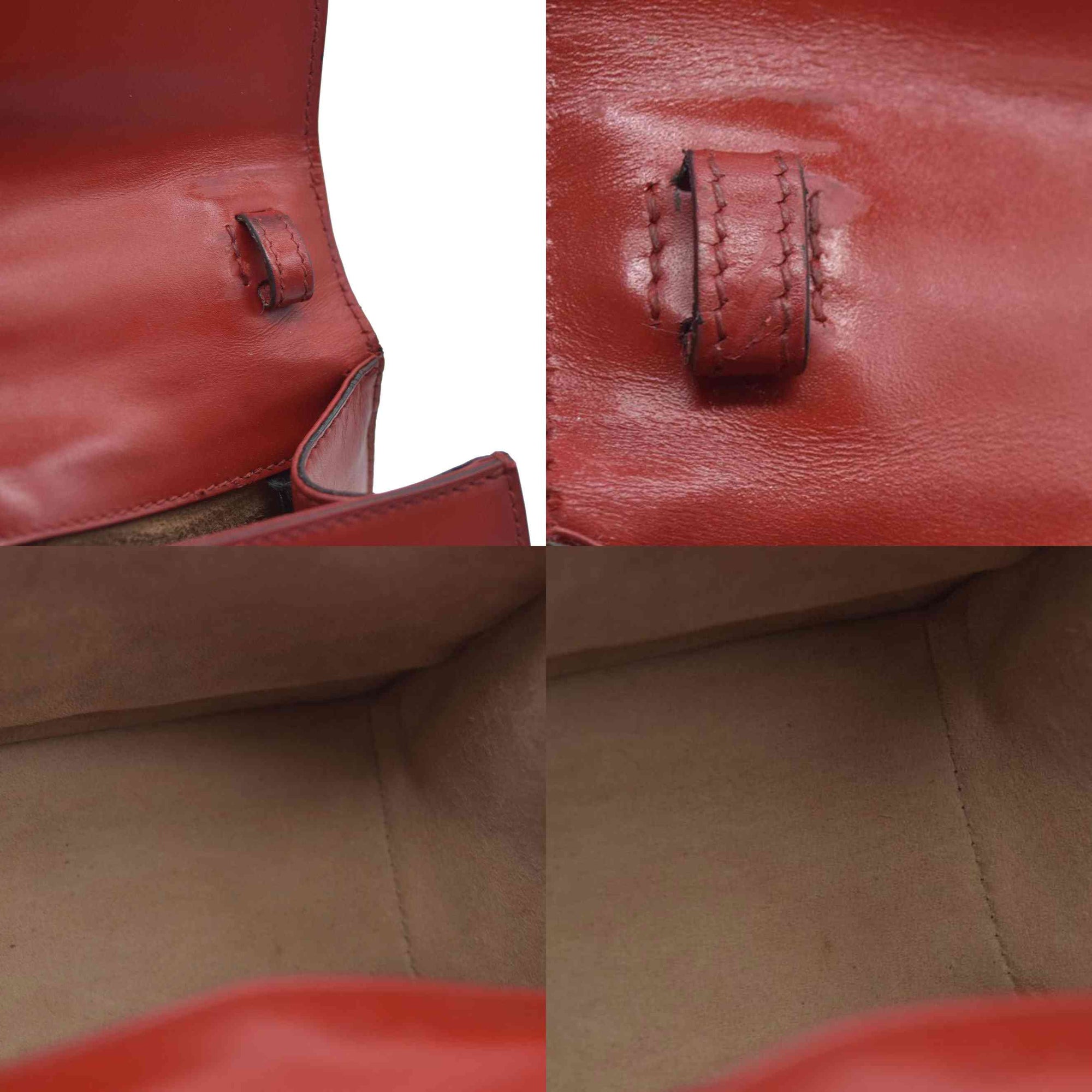 $1980 Gucci  Calfskin Mini Sylvie Chain Shoulder Bag Hibiscus Red