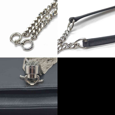 $2100 Saint Laurent Smooth Calfskin Classic Monogram Kate Tassel Chain Wallet Black