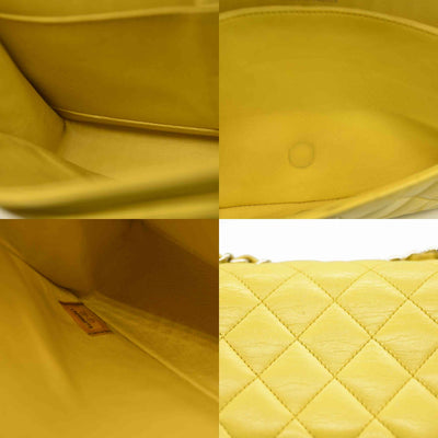 $11300 Chanel Lambskin Quilted Medium Double Flap Yellow CONSIGNMENT
