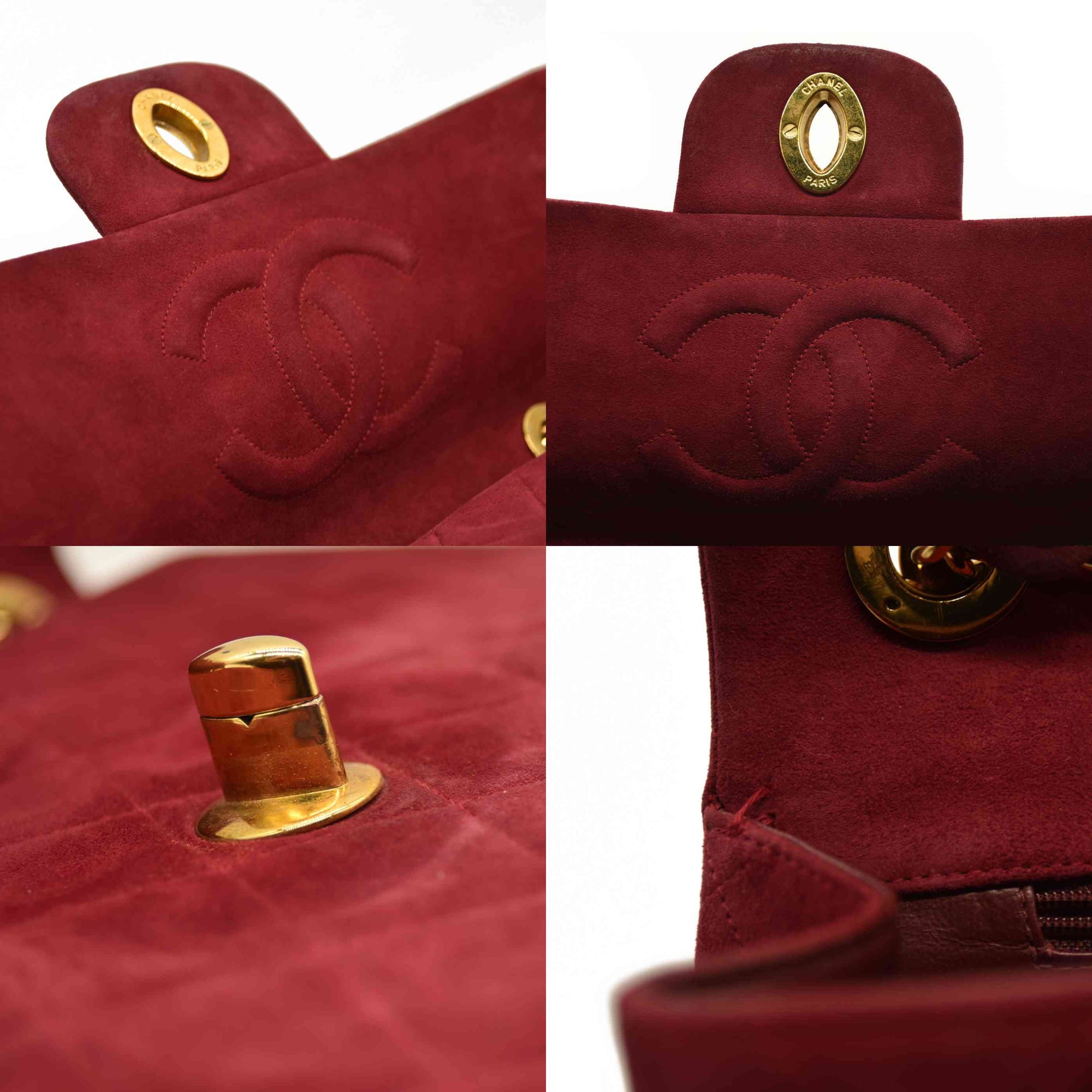 $7500 Chanel Suede Quilted Jumbo XL Single Flap Red CONSIGNMENT