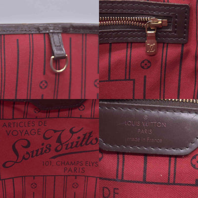$2240 2009 Louis Vuitton Damier Ebene Neverfull MM Cherry AR0049 CONSIGNMENT 10021074