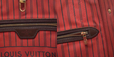 $2240 2017 Louis Vuitton Damier Ebene Neverfull MM Cherry Red Interior GI3167