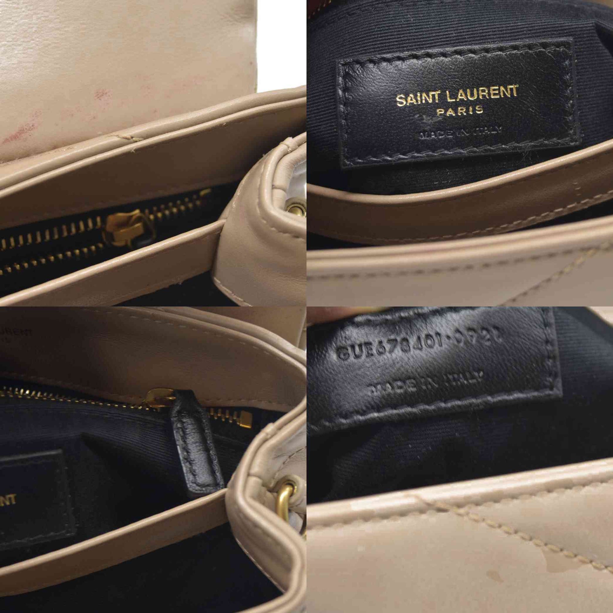 $1990 2021 SAINT LAURENT Calfskin Y Quilted Monogram Toy Loulou Crossbody Bag Beige