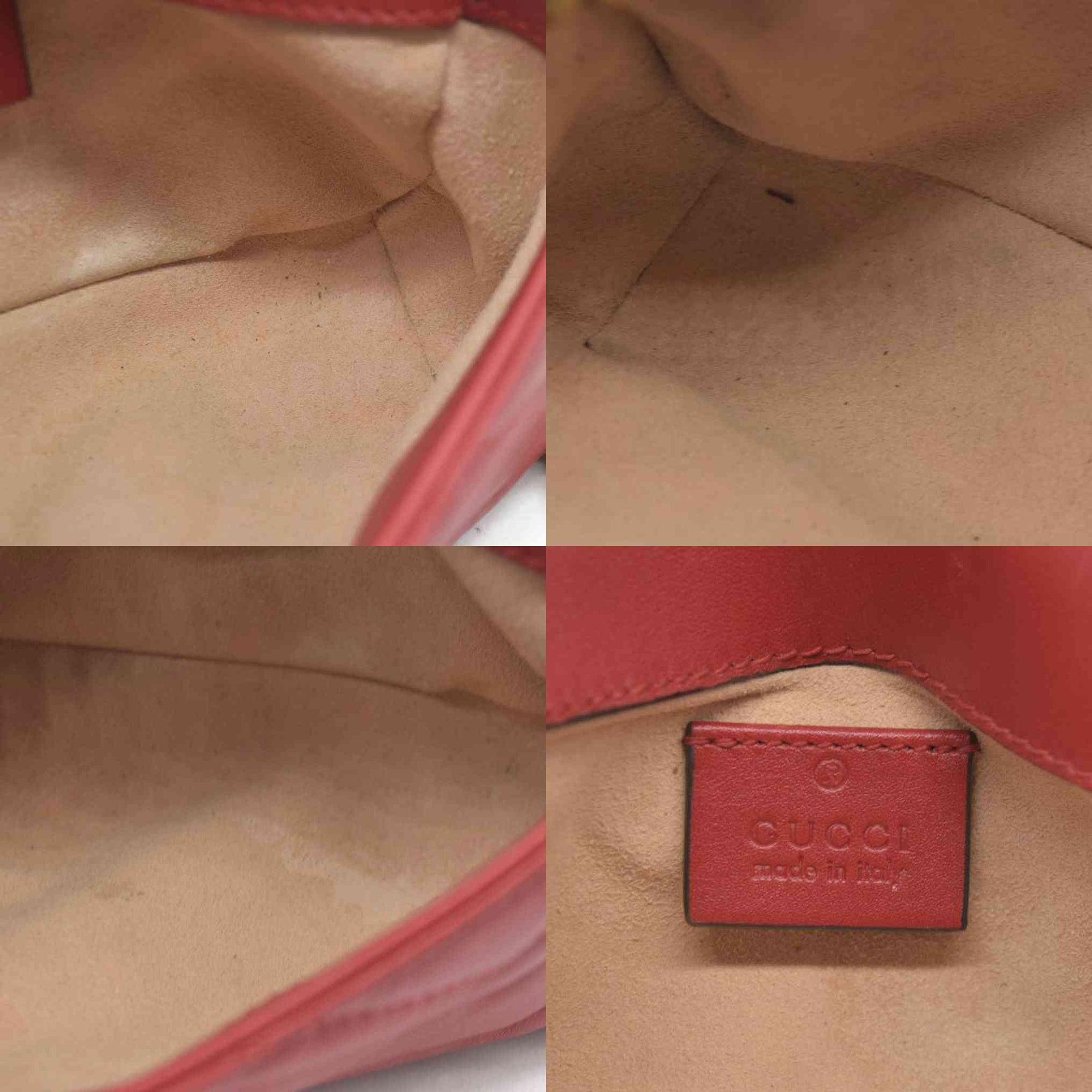 $1550 Gucci Leather Marmont Super Mini Red