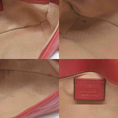 $1550 Gucci Leather Marmont Super Mini Red