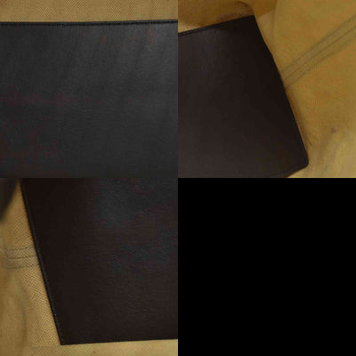 $2490 Burberry Cotton Soft Canvas Calfskin Medium Belt Tote Natural Black