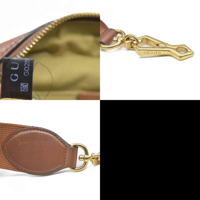 AUCTION $1450 Gucci  Vintage Canvas Web Shoulder Bag Sand Cuir