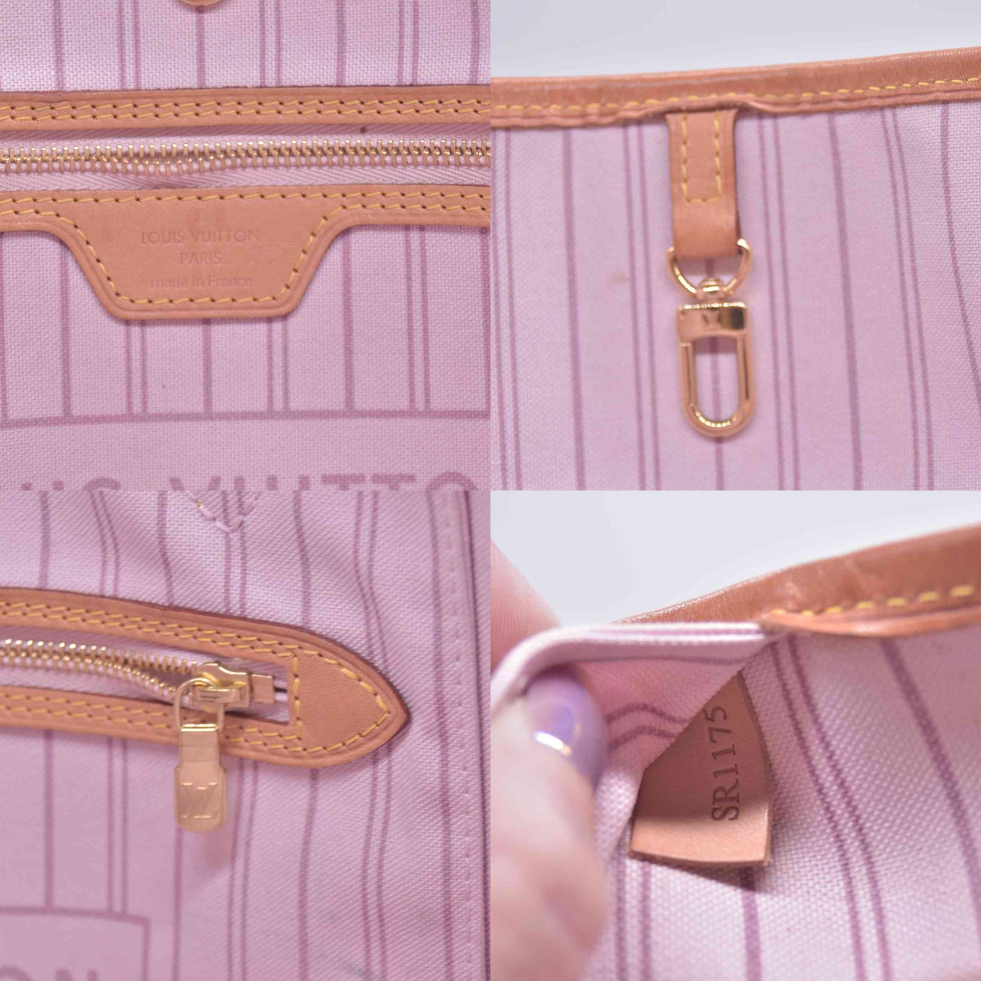 $2800 2015 Louis Vuitton Monogram Saint Barth V Neverfull MM Light Pink