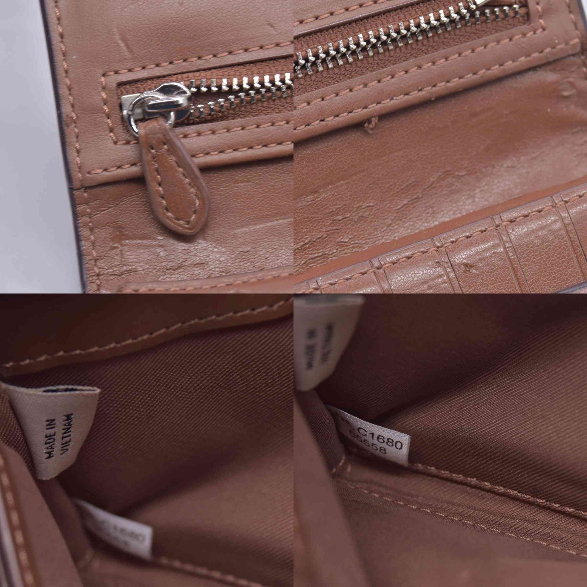 Coach Saffiano Tan Trifold Cross-grain Leather Wallet