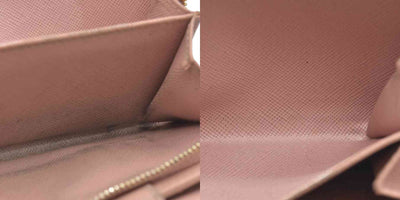 PRADA Logo Saffiano Leather Bifold Wallet Purse Pink