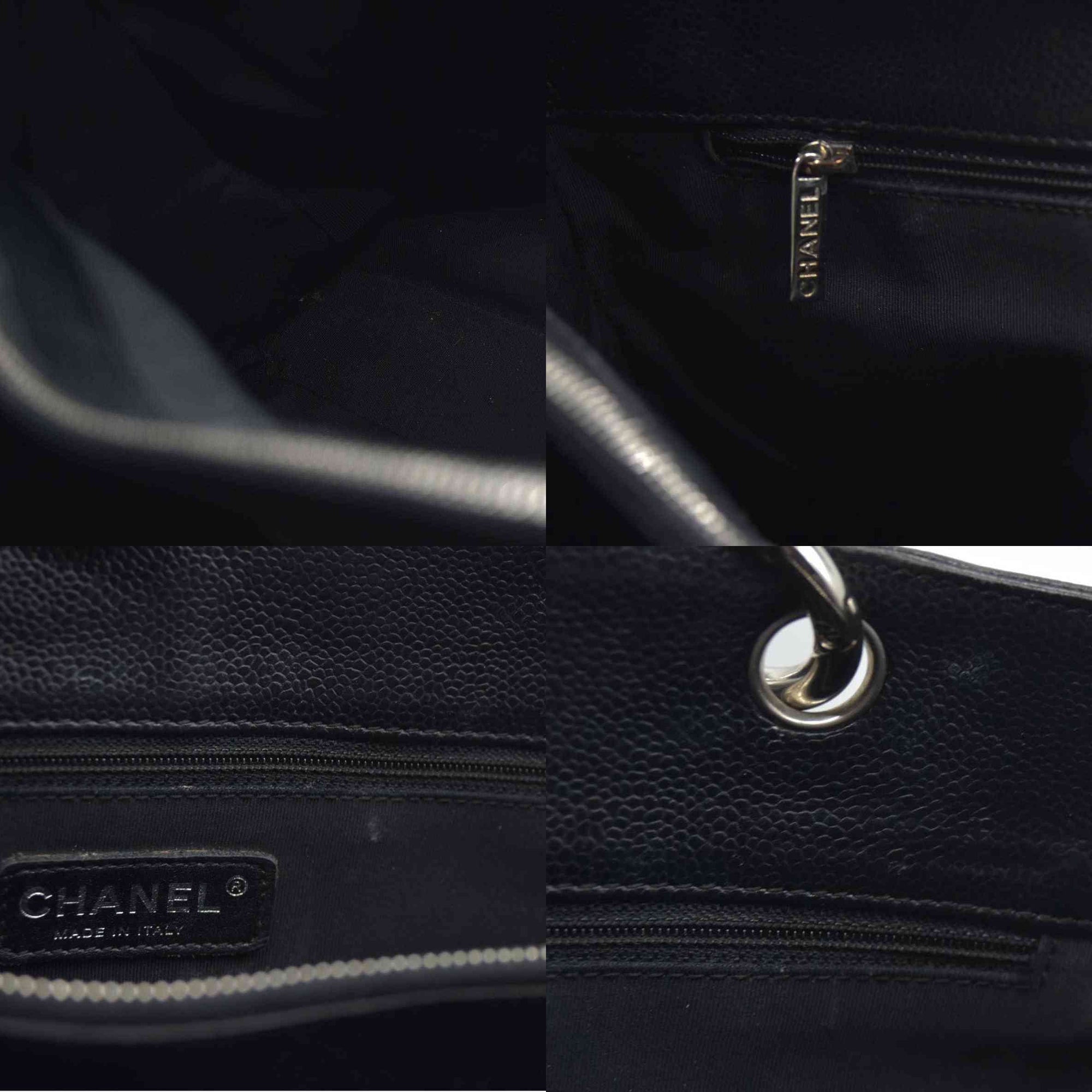 AUCTION $2900 Chanel  Caviar Quilted Grand Shopping Tote GST Black Silver Hardware 2008