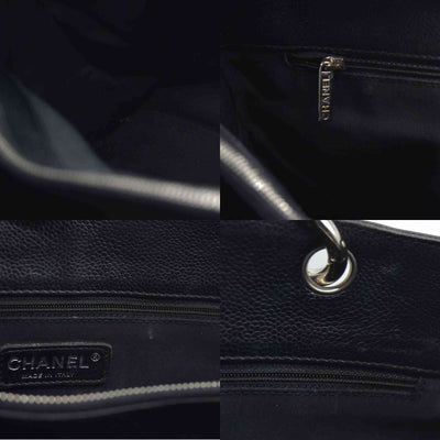 AUCTION $2900 Chanel  Caviar Quilted Grand Shopping Tote GST Black Silver Hardware 2008