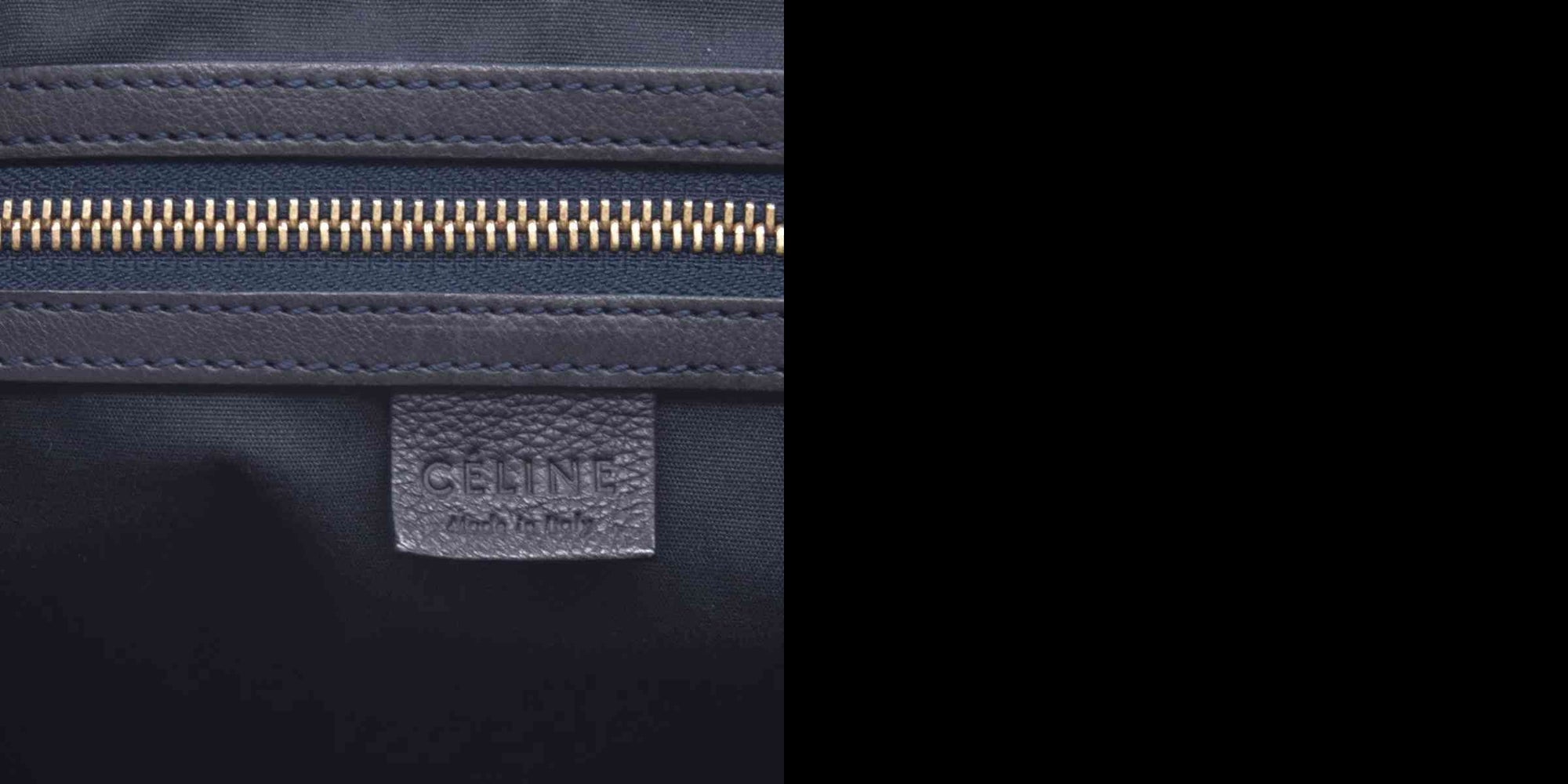 $1150 CELINE Triomphe Canvas & Web Buckle Strap Tote Bag Grey Navy CONSIGNMENT 10021188