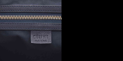 $1150 CELINE Triomphe Canvas & Web Buckle Strap Tote Bag Grey Navy CONSIGNMENT 10021188