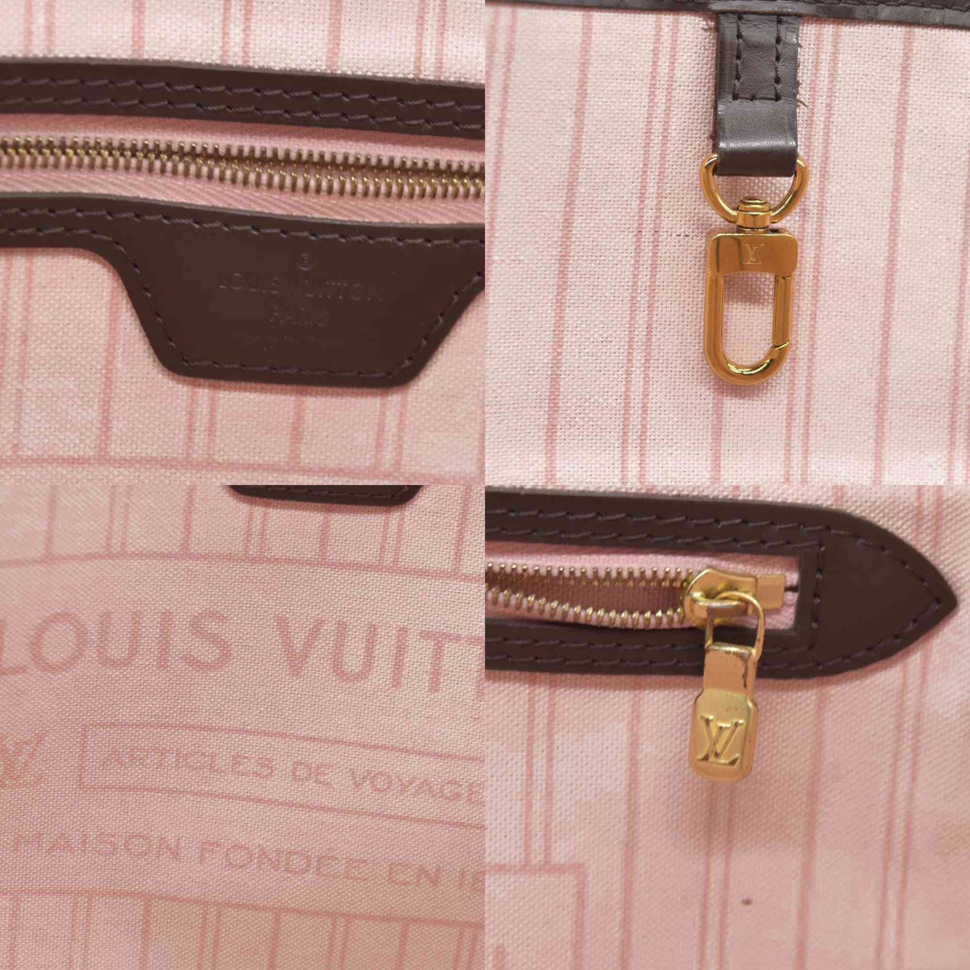 $2170 Louis Vuitton  Damier Ebene Neo Neverfull MM Rose Ballerine