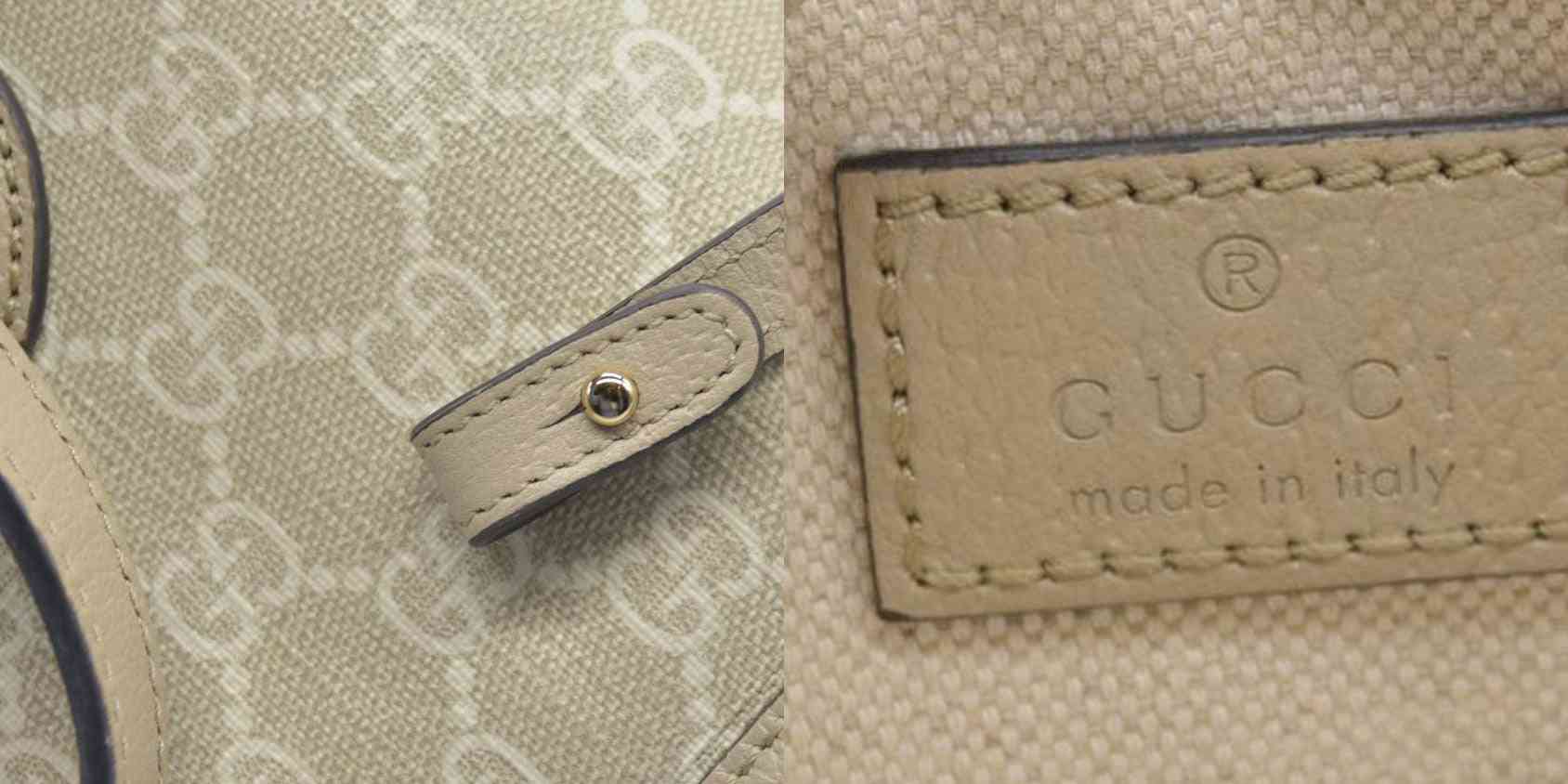 Gucci GG Supreme Monogram Textured Dollar Calfskin Mini Ophidia Shoulder Tote Bag Bag Beige Mystic White Oatmeal