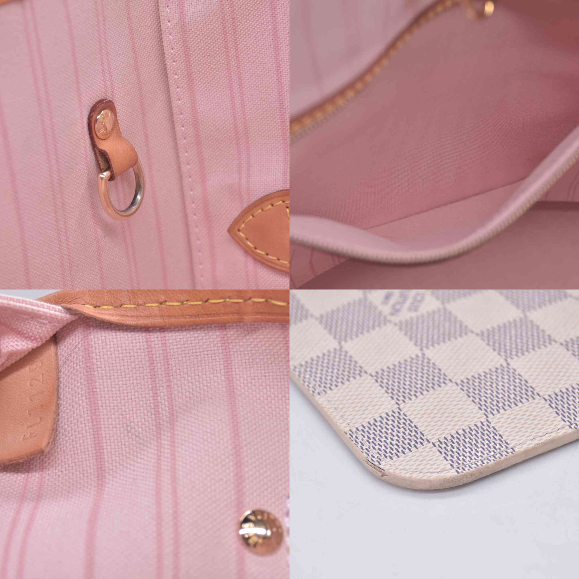 $2240 2019 Louis Vuitton Damier Azur Neo Neverfull MM Rose Ballerine FL0169