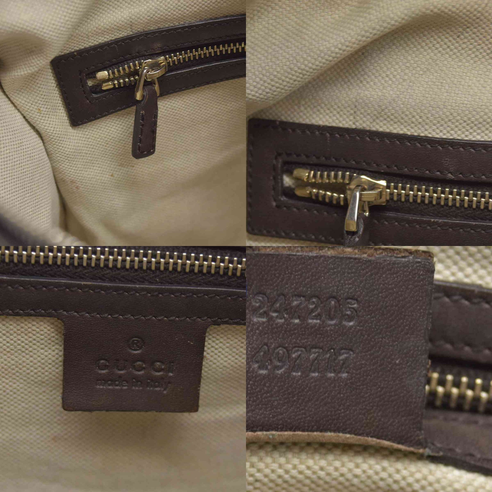 $1350 Gucci Monogram Selleria Calfskin Vintage Web Medium Boston Dark Brown