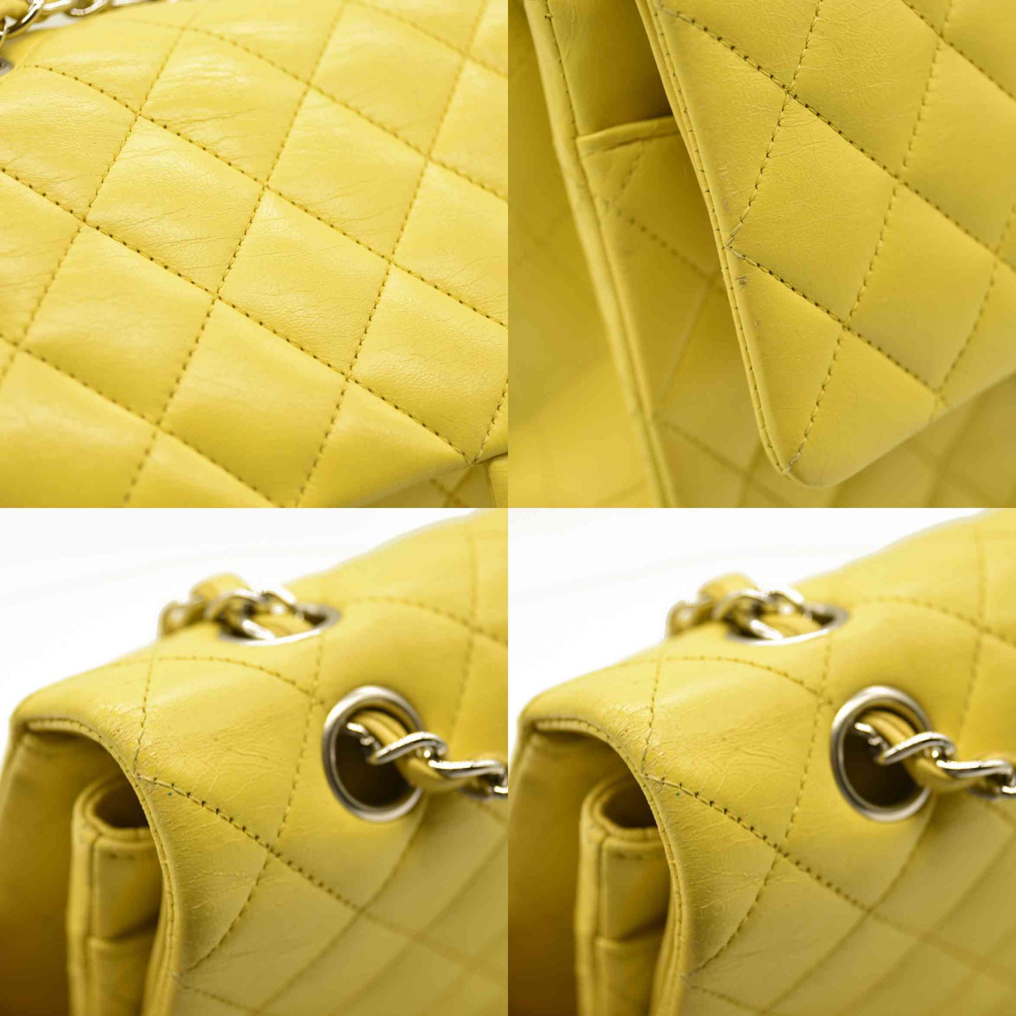$11300 Chanel Lambskin Quilted Medium Double Flap Yellow CONSIGNMENT