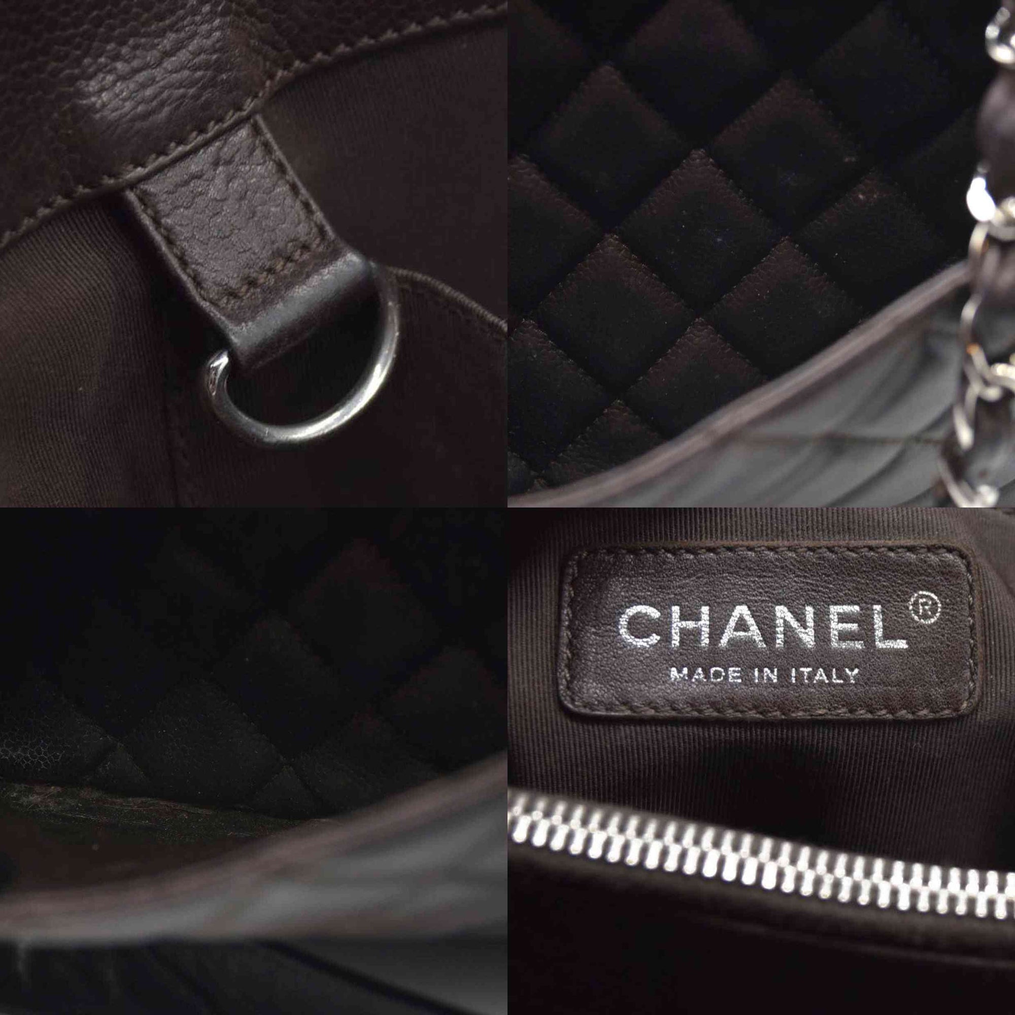 AUCTION $2900 Chanel  Caviar Quilted Grand Shopping Tote GST Brown Silver Hardware 2009