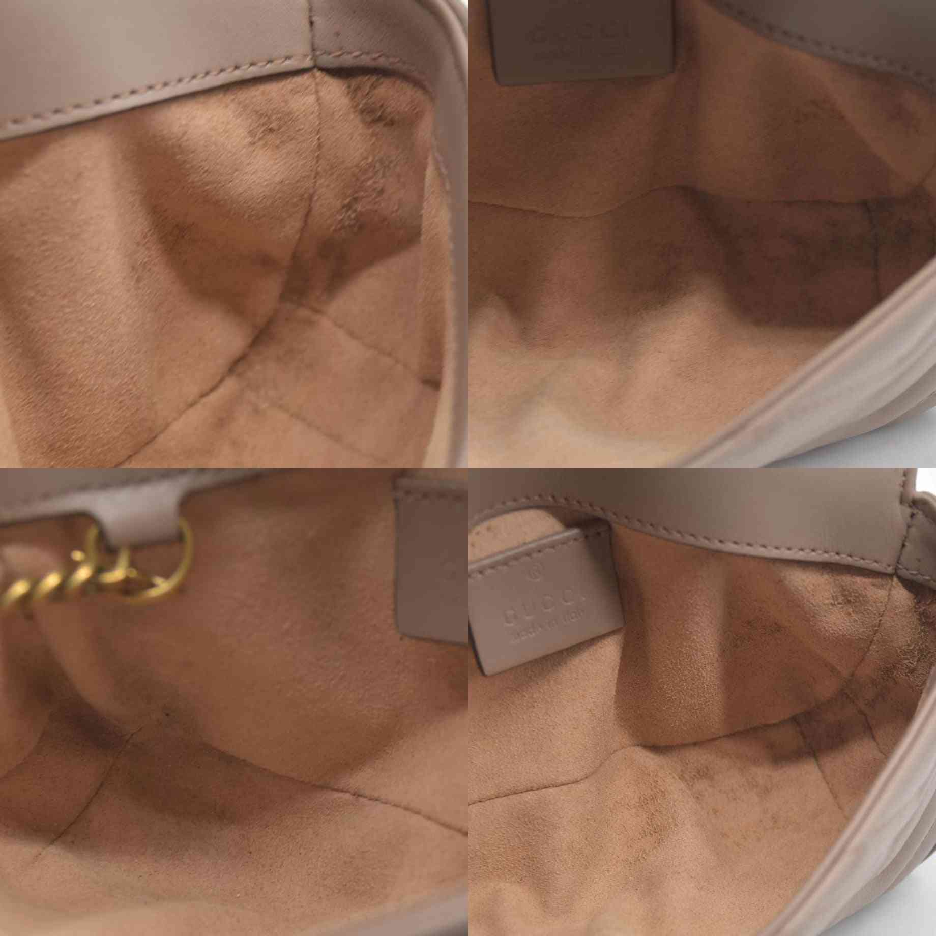 $1450 Gucci Double G Marmont Super Mini Beige Leather Crossbody Bag