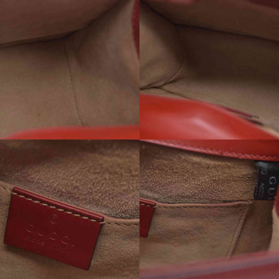 $1980 Gucci  Calfskin Mini Sylvie Chain Shoulder Bag Hibiscus Red