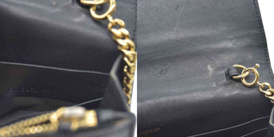 AUCTION $2400 Saint Laurent  Grain De Poudre Medium Classic Monogram Kate Tassel Satchel Black