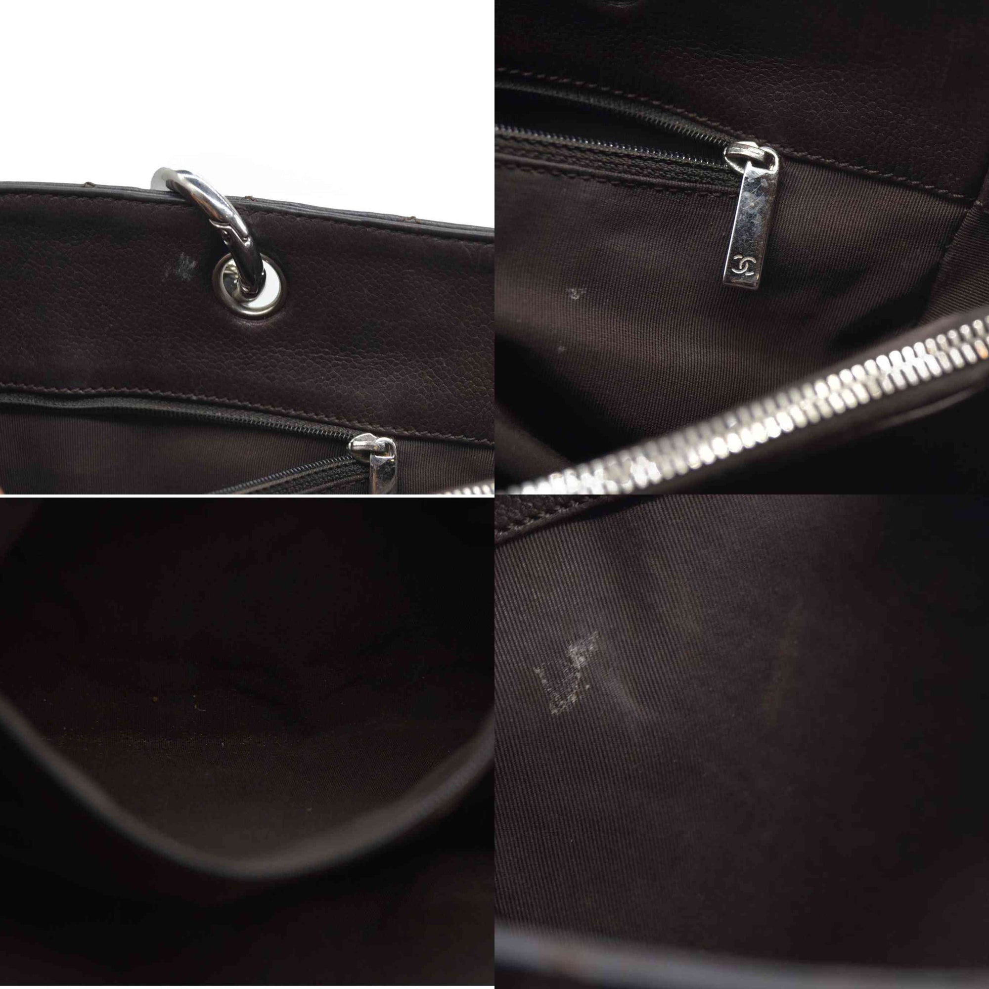 AUCTION $2900 Chanel  Caviar Quilted Grand Shopping Tote GST Brown Silver Hardware 2009