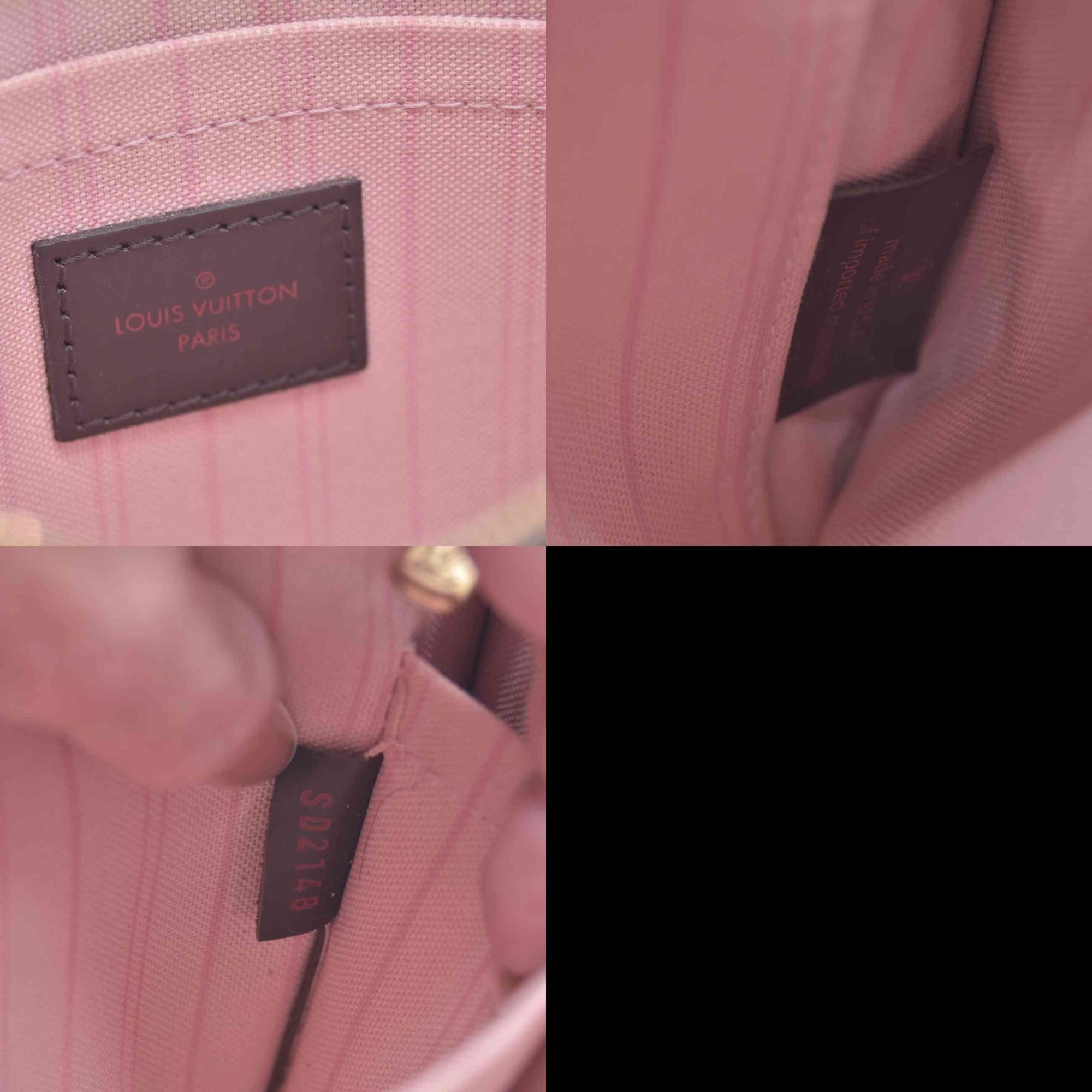 $2240 2018 Louis Vuitton Damier Ebene Neverfull MM Rose Ballerine with Pouch 10021111 SD2168