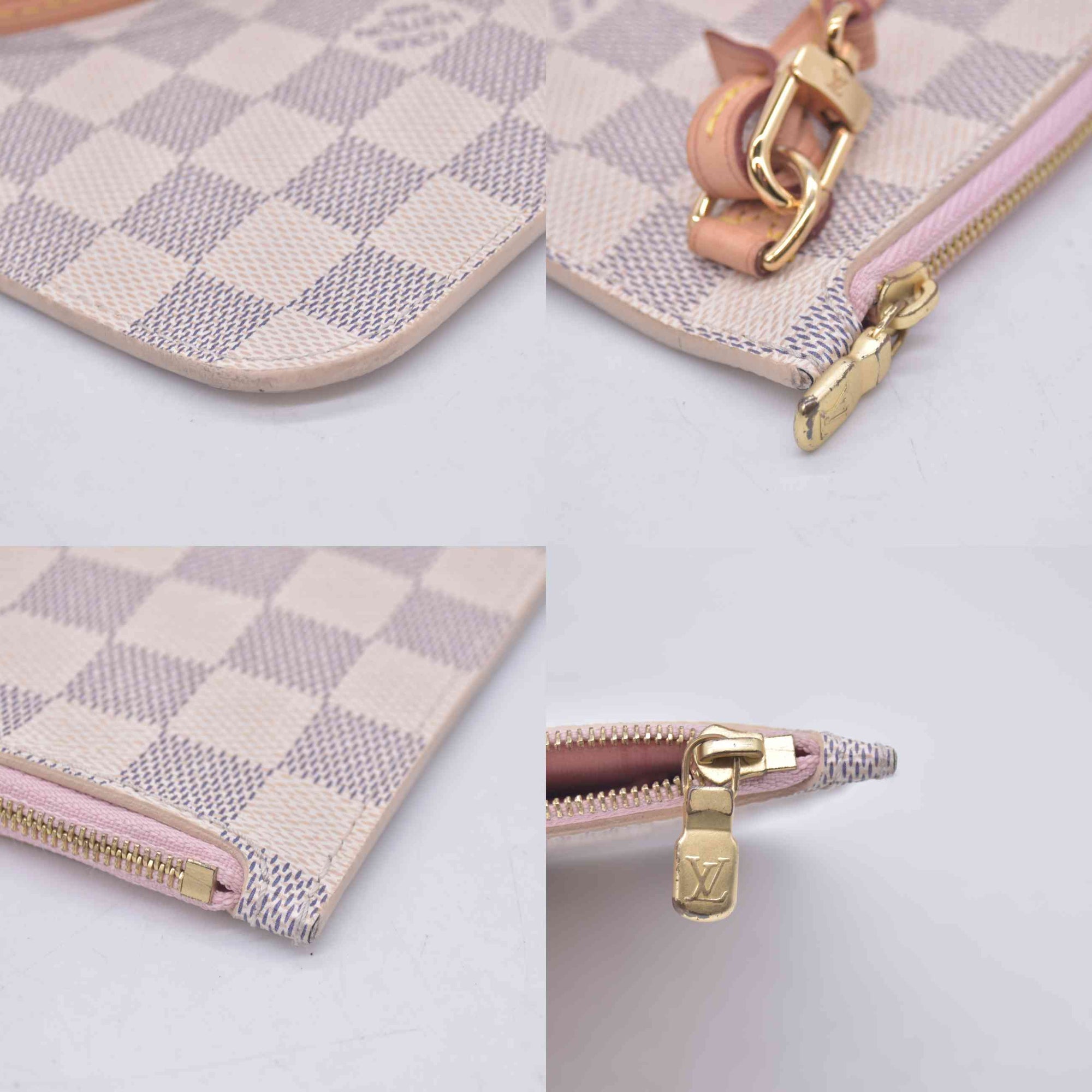 $2240 2019 Louis Vuitton Damier Azur Neo Neverfull MM Rose Ballerine FL0169