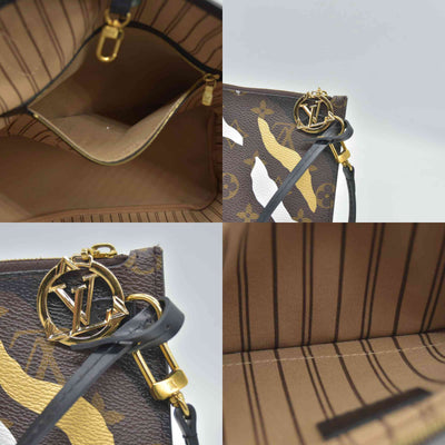 $2550 Louis Vuitton x LoL Monogram Neverfull MM Gold Silver
