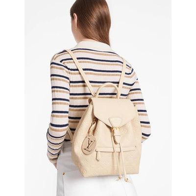Louis Vuitton Montsouris New Creme White Monogram Empreinte Leather Backpack