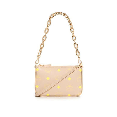 NEW MCM Shoulder Mini Color Splash Logo Beige Polyurethane Cross Body Bag
