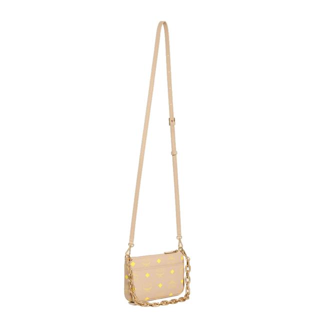 NEW MCM Shoulder Mini Color Splash Logo Beige Polyurethane Cross Body Bag